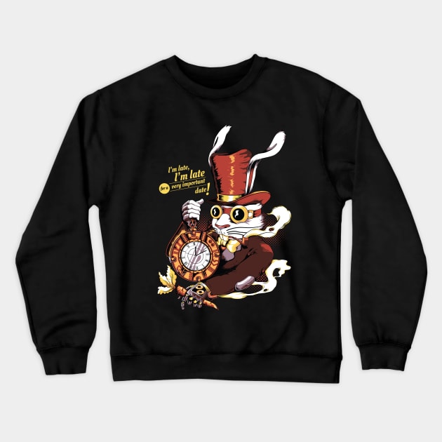 The Steampunk White Rabbit Crewneck Sweatshirt by Akiwa